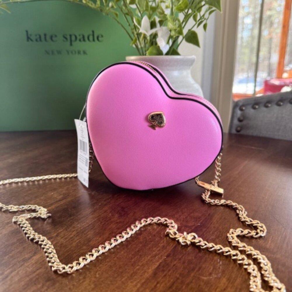 Kate Spade Love Shack 3D Mini Heart Crossbody Purse - Surf Pink NWT
